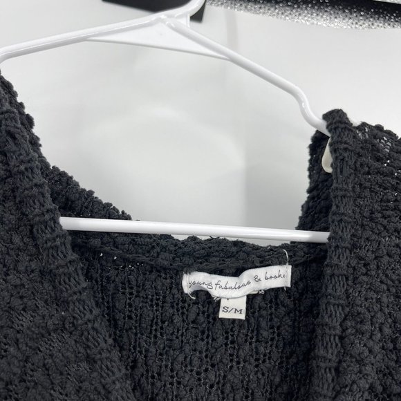 Young Fabulous & Broke Sweatshirt Black Fuzzy Oversized Hoodie Comfy Size S/M - Picture 2 of 4